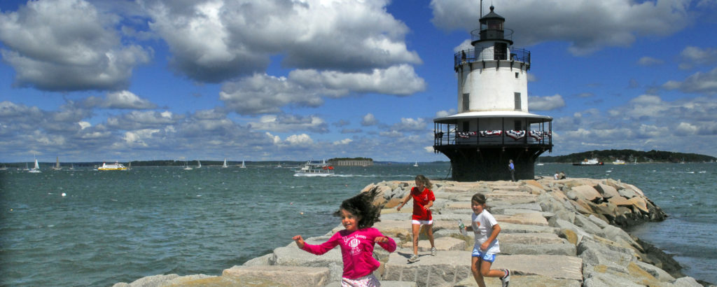 Kids Playing on Spring Point Lighthouse Pathway, Photo Credit: Chris Lawrence