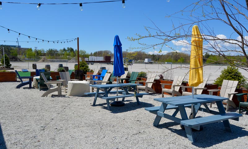 Picnic Tables at Quarryside at Rock Row. Photo Credit: Lauren Peters / Visit Portland