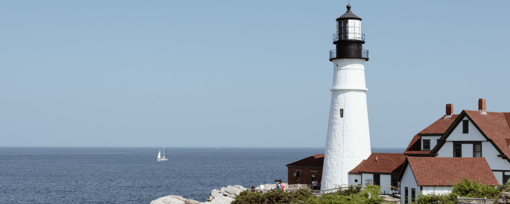 Portland Head Light on blue ocean; Photo credit: @MarriottBonvoy