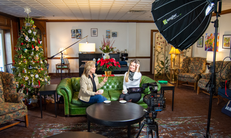 Maine Life interview filming; Photo Credit: Lauren Peters at Visit Portland