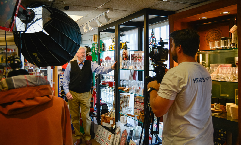 Maine Life interview filming; Photo Credit: Lauren Peters at Visit Portland