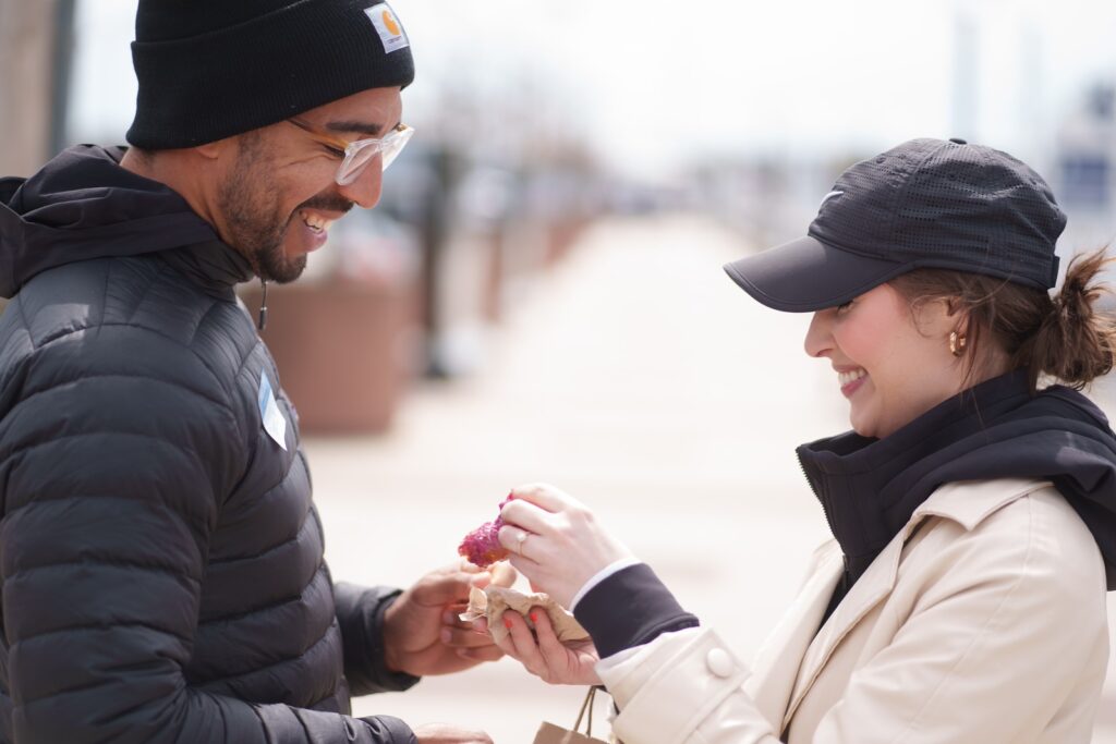 Couple on The Portland Donut Tour. Photo Credit: Good Maine